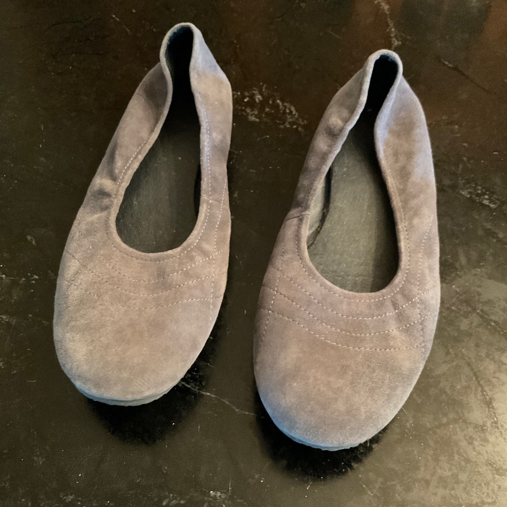 Gray suede flats